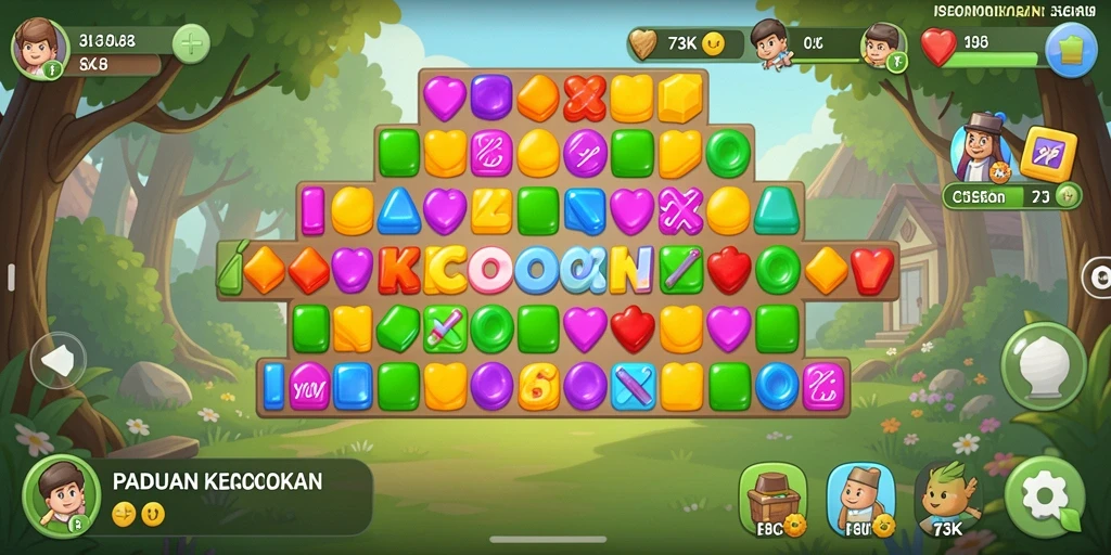 Tangkapan layar utama dari gameplay seru 73K Match-3.