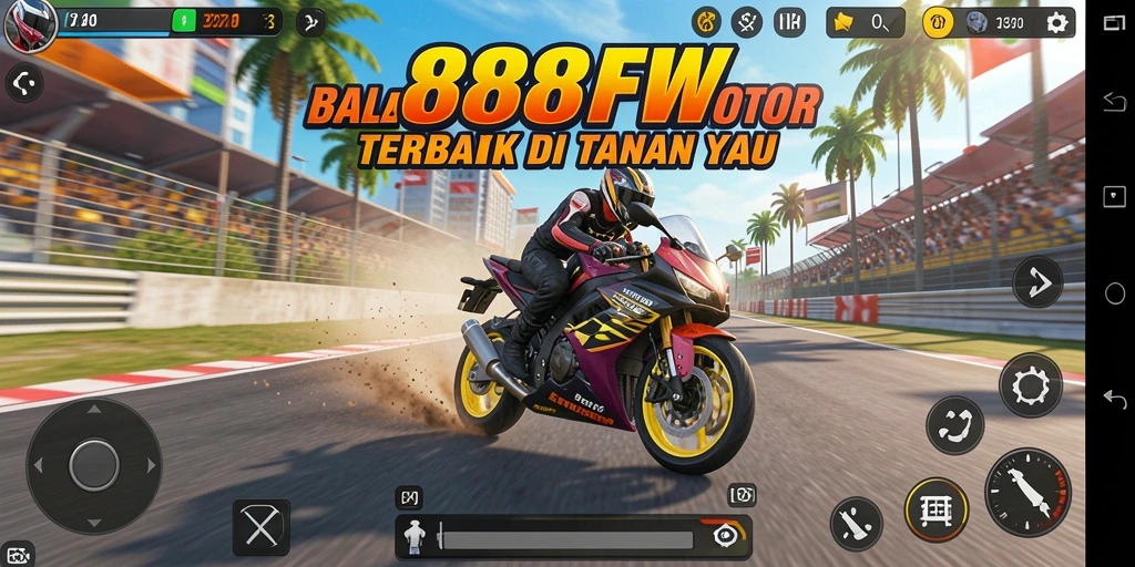Gameplay Mendebarkan dalam Balapan Motor 888FW.