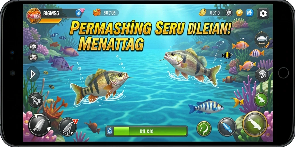 Tampilan gameplay memancing yang menakjubkan dan adiktif.