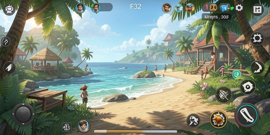 Tampilan gameplay F32 yang penuh warna dan menarik.