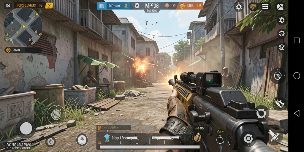 Tampilan screenshot MPO08 yang menampilkan aksi gameplay FPS yang seru.