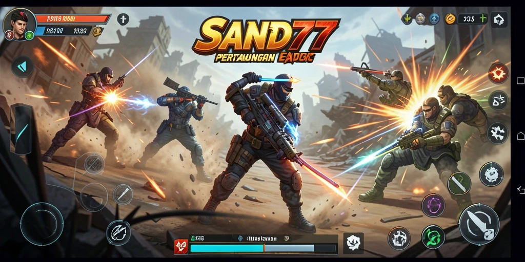Tampilan gameplay SAND77 yang penuh aksi dan seru.