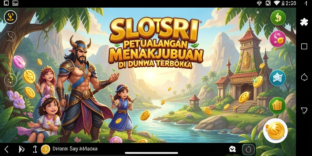 Screenshot gameplay SLOTSRI yang menampilkan petualangan dalam dunia terbuka.